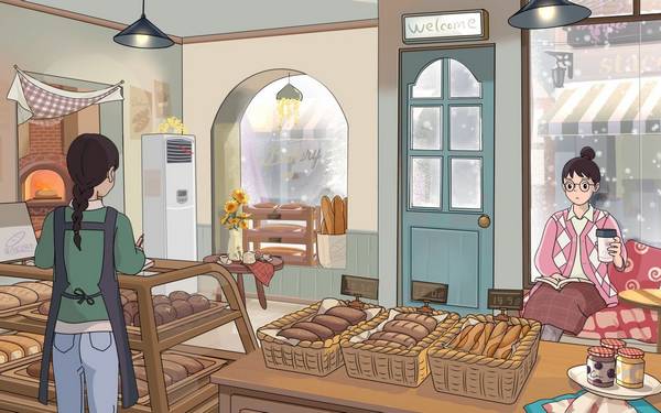 下雪天在温暖的面包房看书|切面包酥脆声|烤炉木柴燃烧声 🍅