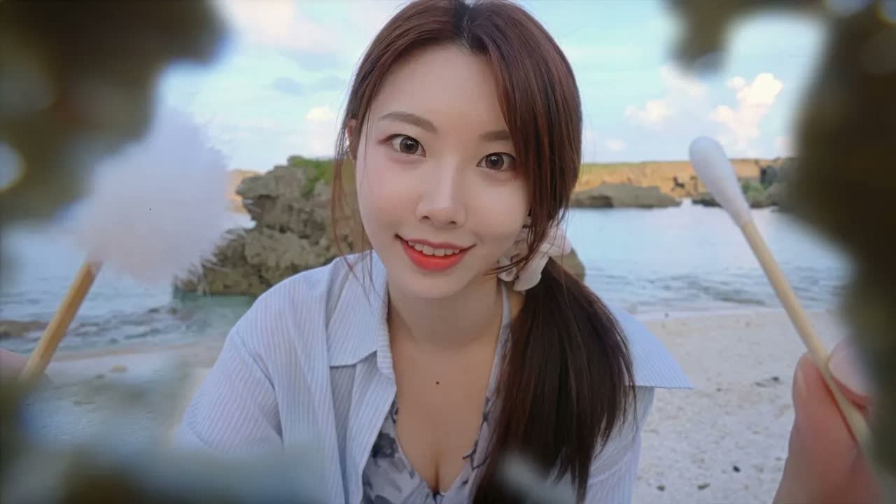[ASMR Suna 꿀꿀선아] 宫古岛海边为你清理耳中沙粒🌊 角色扮演 掏耳 眼部 屏幕触控 🍅